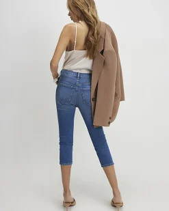 Blue Skinny Pocket Front Capri Jeans
