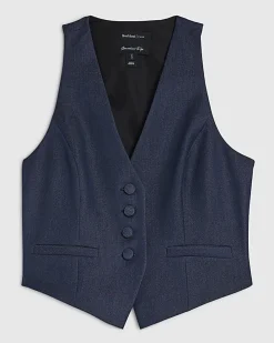 Blue Sleeveless Cropped Denim Waistcoat