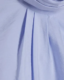 Blue Sleeveless Pussybow Blouse