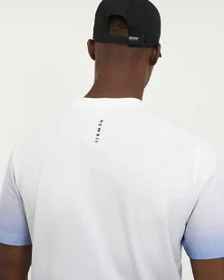 Blue Slim Fit Ombre Print Pocket T-Shirt