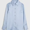 Blue Slim Fit Satin Shirt