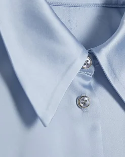 Blue Slim Fit Satin Shirt