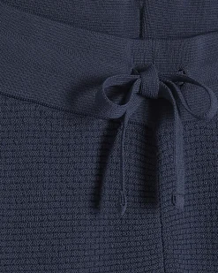 Blue Slim Fit Textured Knitted Shorts