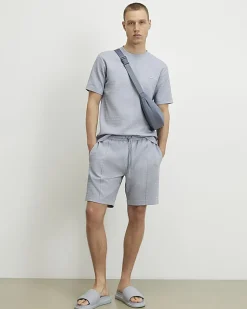 Blue Slim Fit Triangle Jacquard T-Shirt