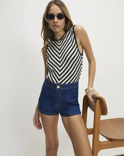 Blue Stretch Hotpant Denim Shorts
