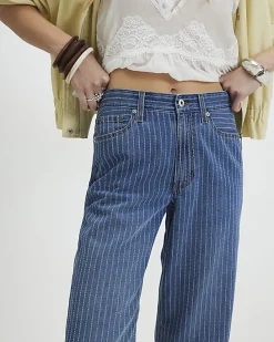 Blue Stripe Relaxed Straight Leg Jeans