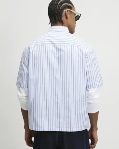 Blue Striped Sanctuaire Badged Shirt