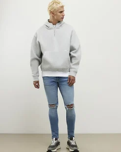 Blue Super Skinny Fit Ripped Stretch Jeans