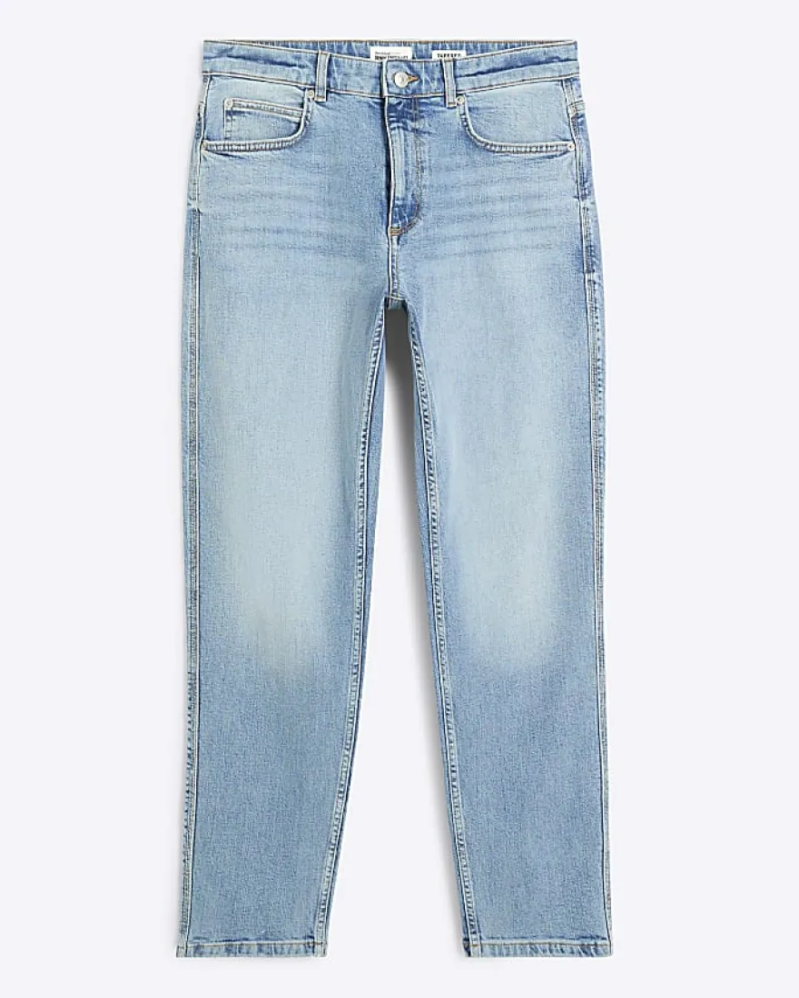 Blue Tapered Fit Stretch Jeans