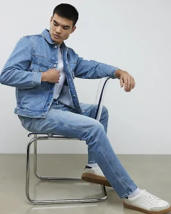 Blue Tapered Fit Stretch Jeans