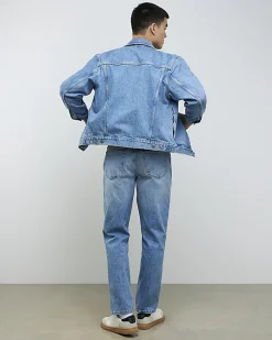 Blue Tapered Fit Stretch Jeans