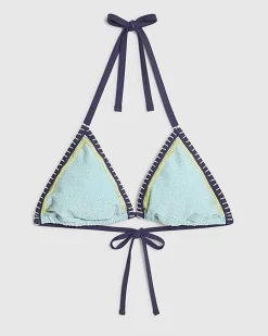Blue Triangle Whipstitch Bikini Top