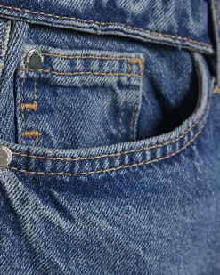 Blue Turned Down Waist Wide Leg Jeans