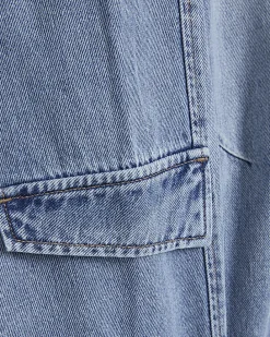 Blue Utility Pleat Barrel Leg Jeans