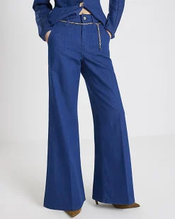 Blue Wide Leg Palazzo Jeans