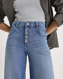 Blue Wide Leg Pocket Front Jeans