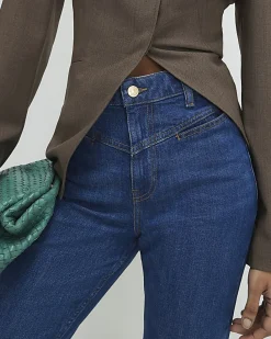 Blue Yoke Detail Bootcut Jeans