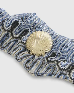Blue Zigzag Shell Scarf