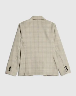 Boys Beige Check Tailored Suit Jacket