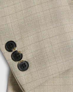 Boys Beige Check Tailored Suit Jacket