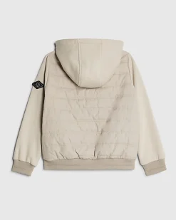 Boys Beige Hooded Hybrid Jacket