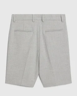 Boys Beige Micro Check Tailored Suit Shorts