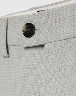 Boys Beige Micro Check Tailored Suit Shorts