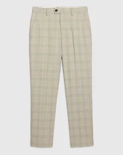 Boys Beige Tailored Check Suit Trousers