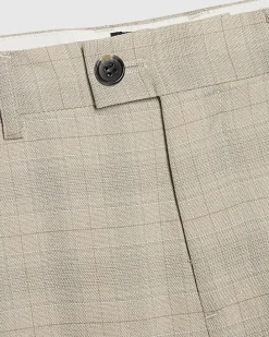 Boys Beige Tailored Check Suit Trousers