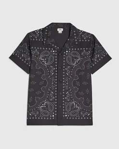 Boys Black Bandana Print Shirt