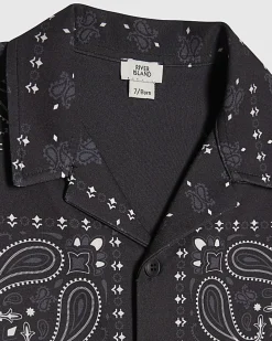 Boys Black Bandana Print Shirt