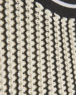 Boys Black Crochet Stripe T-Shirt