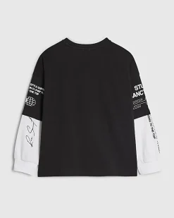 Boys Black Double Layer Sanctuaire T-Shirt