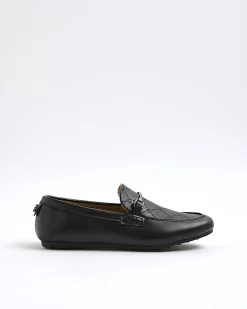 Boys Black Embossed Snaffle Shoes