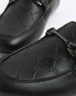 Boys Black Embossed Snaffle Shoes