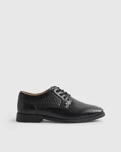 Boys Black Faux Leather Point Shoes