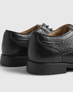 Boys Black Faux Leather Point Shoes