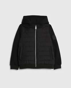 Boys Black Hooded Hybrid Jacket