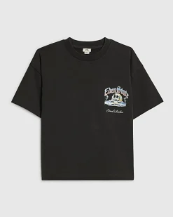 Boys Black Oversized Skull Wash T-Shirt
