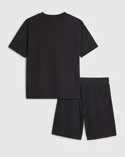 Boys Black RR T-Shirt And Shorts Set