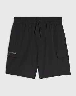 Boys Black Zip Cargo Shorts