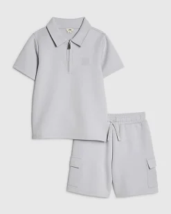 Boys Blue Luminis Badge Polo Shirt Set