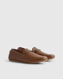 Boys Brown Faux Leather Embossed RI Shoes