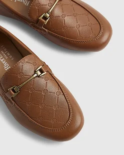 Boys Brown Faux Leather Embossed RI Shoes