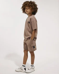 Boys Brown Luminis Badge T-Shirt Set