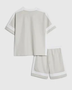 Boys Grey Colour Block T-Shirt Set