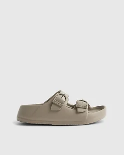 Boys Grey Moulded Double Strap Sliders