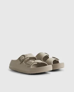 Boys Grey Moulded Double Strap Sliders