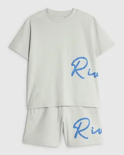 Boys Grey River T-Shirt And Shorts Set