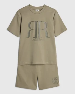Boys Khaki RR T-Shirt And Shorts Set